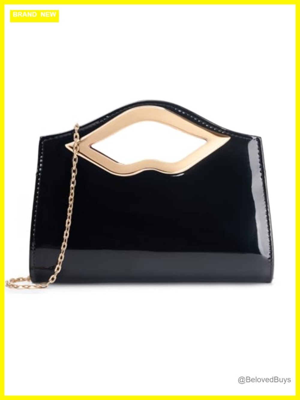 Vegan Leather Lip Handle Evening Clutch 3-in-1